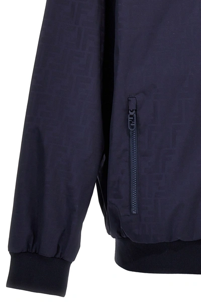 Shop Fendi Men 'ff' Reversible Bomber Jacket In Blue