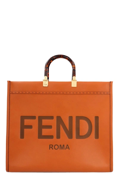 Shop Fendi Women ' Sunshine Large' Shopping Bag In Brown