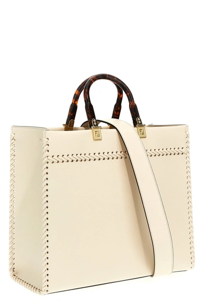 Shop Fendi Women ' Sunshine Medium' Shopping Bag In White