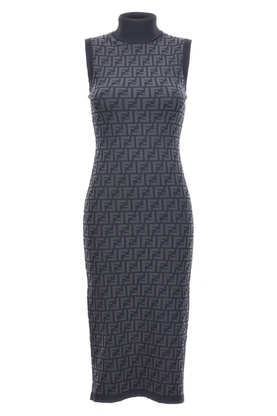 Shop Fendi Women 'ff' Dress In Gray