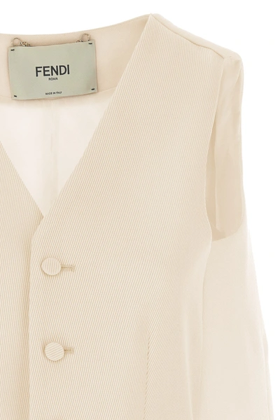 Shop Fendi Women Cut Out Deconstructed Vest In White