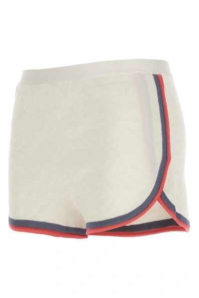 Shop Fendi Women Logo Shorts In White