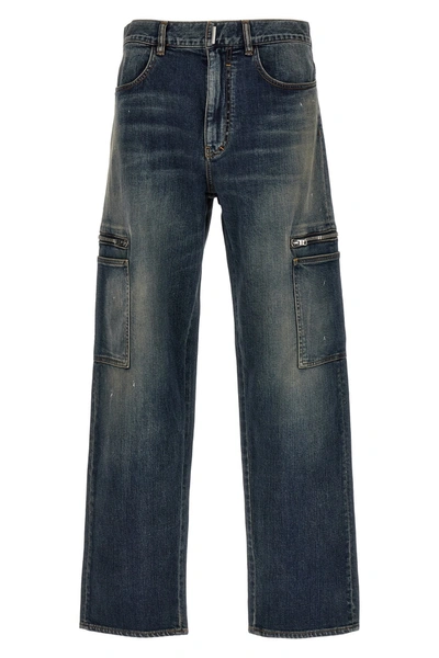 Shop Givenchy Men Cargo Jeans In Blue