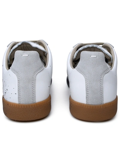 Shop Maison Margiela Man  White Leather Sneakers