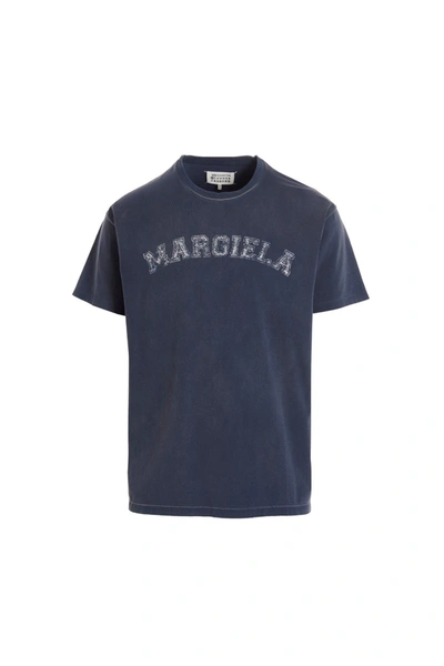 Shop Maison Margiela Men Logo Print T-shirt In Blue