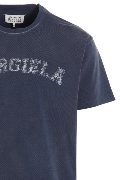 Shop Maison Margiela Men Logo Print T-shirt In Blue