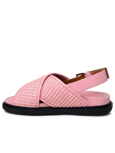 Shop Marni Woman  Pink Leather Blend Sandals