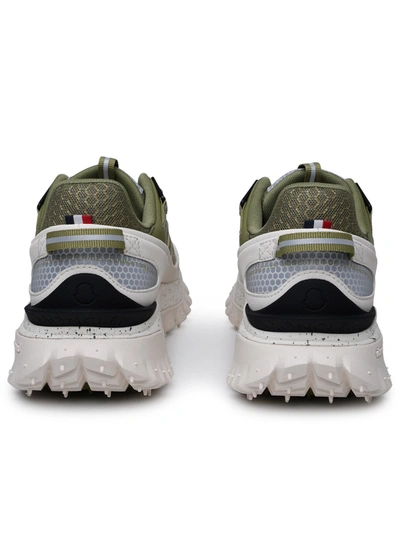 Shop Moncler Man  Green Leather Blend Sneakers
