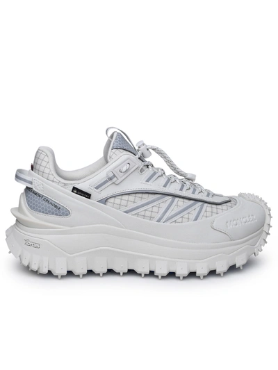 Shop Moncler Woman  White Leather Blend Sneakers