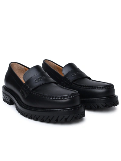 Shop Off-white Black Leather Loafers Woman