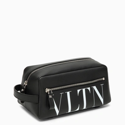 Shop Valentino Garavani Black Leather Beauty Case With Logo Men