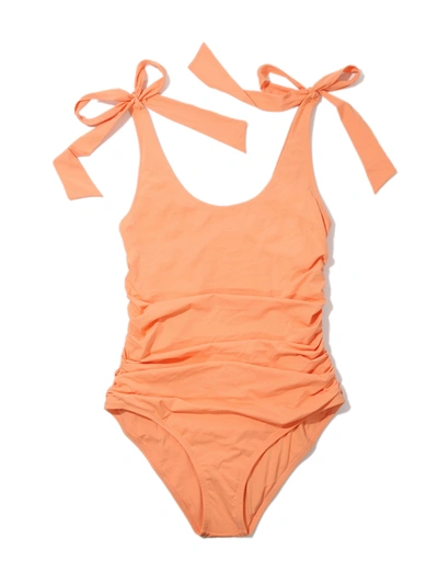 Shop Hanky Panky Ruched Bow One Piece Swimsuit In Orange