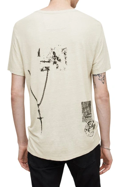 Shop John Varvatos Punk Print Slub Linen & Modal T-shirt In Fossil Grey