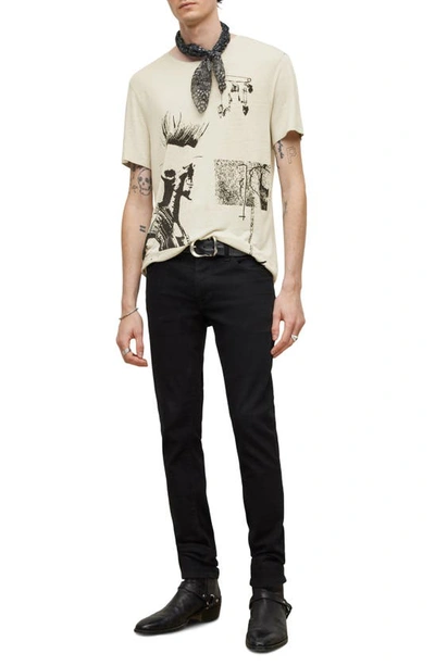 Shop John Varvatos Punk Print Slub Linen & Modal T-shirt In Fossil Grey