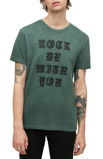 Shop John Varvatos Raw Edge Rock Be With You Appliqué T-shirt In Dark Moss