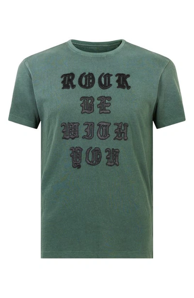 Shop John Varvatos Raw Edge Rock Be With You Appliqué T-shirt In Dark Moss