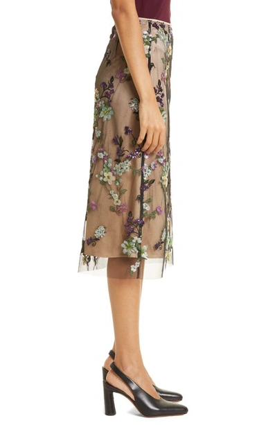 Shop Vince Begonia Floral Sequin Skirt In Dewberry