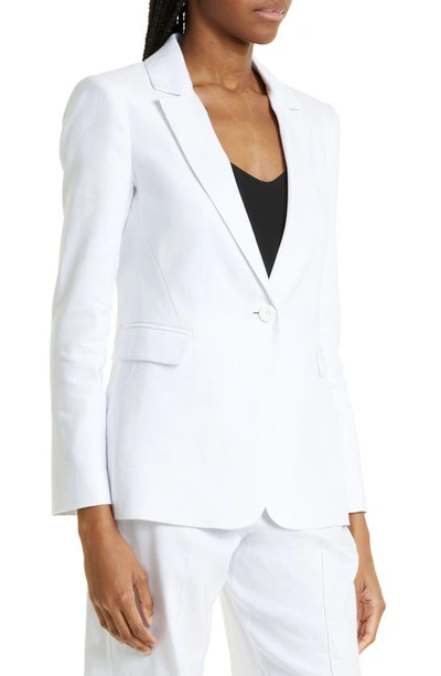 Shop Alice And Olivia Alice + Olivia Macey Linen Blend Blazer In Off White