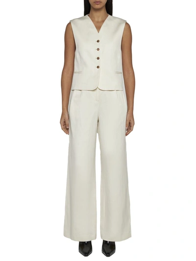 Shop Loulou Studio Trousers In Forest Ivory