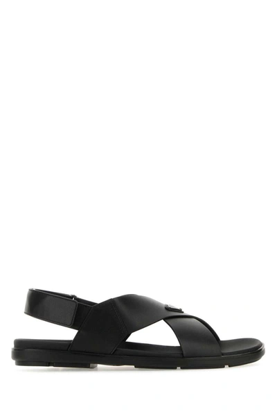 Prada Wide-strap Sandals With Secure Back Strap In Black