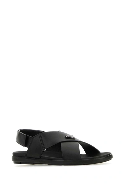 Prada Wide-strap Sandals With Secure Back Strap In Black