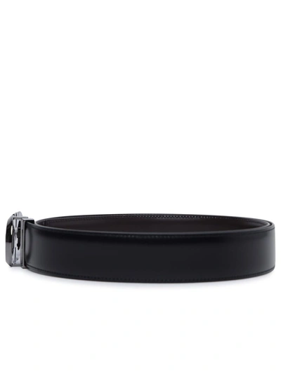 Shop Ferragamo Salvatore  'gancini' Black Calf Leather Belt