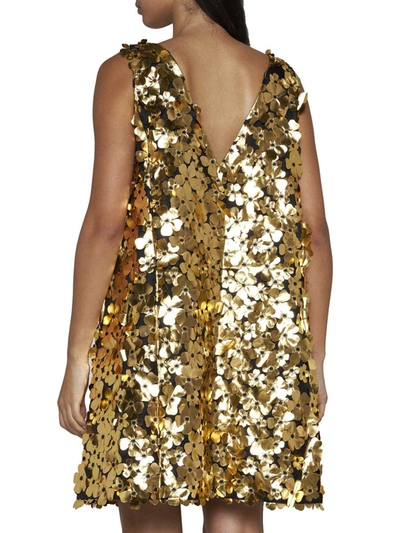 Shop Stine Goya Dresses In Golden Metallic 3d Flowers