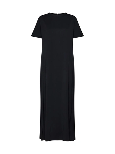 Studio Nicholson Kaplan Pleated Crepe Maxi Dress In Darkest Navy