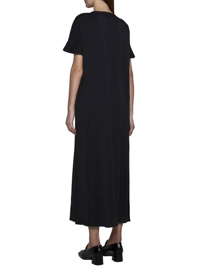 Studio Nicholson Kaplan Pleated Crepe Maxi Dress In Darkest Navy