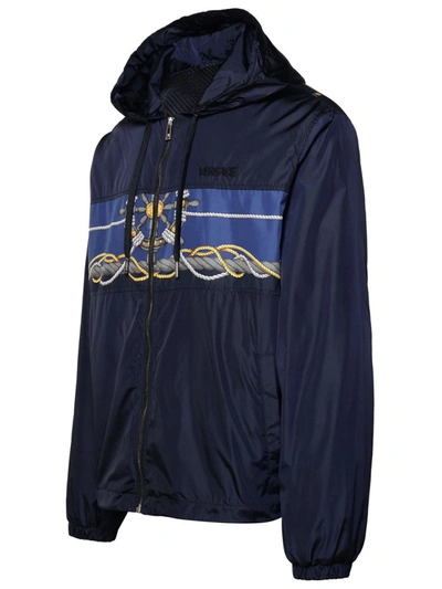 Shop Versace ' Nautical' Blue Nylon Windbreaker