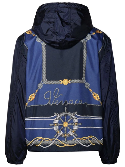 Shop Versace ' Nautical' Blue Nylon Windbreaker