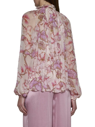 Shop Zimmermann Shirts In Coral Hibiscus