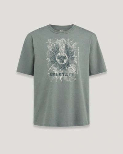 Shop Belstaff Map Graphic Oversized T-shirt In Mineral Green