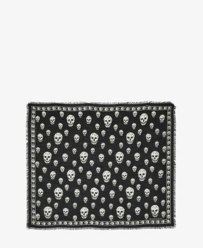 Shop Alexander Mcqueen Skull-print Wool Scarf In Black