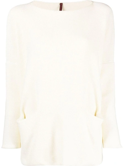 Shop Daniela Gregis Cotton Boat Neck Sweater In White