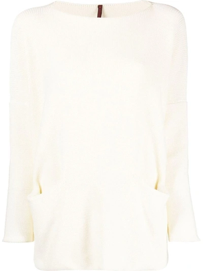 Daniela Gregis Cotton Boat Neck Sweater In White