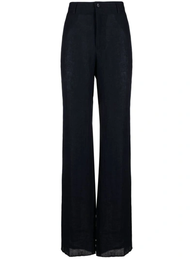 Shop Dolce & Gabbana Linen Trousers In Clear Blue