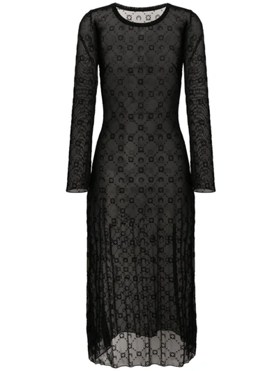 Marine Serre Midikleid Moonogram Aus Mesh In Black