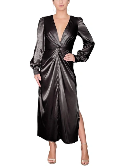 Shop Rachel Rachel Roy Womens Satin Cuff Sleeve Sheath Dress In Black
