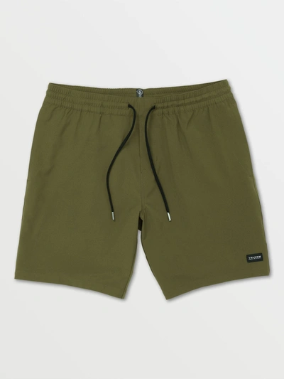 Shop Volcom Stones Hybrid Elastic Waist Shorts - Military In Green