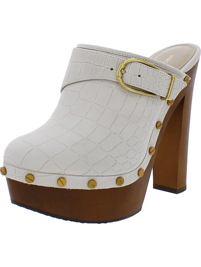 Shop Veronica Beard Alek Womens Leather Mule Platform Heels In White