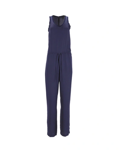 Shop Theory Zinena Sleeveless Drawstring Jumpsuit In Navy Blue Silk