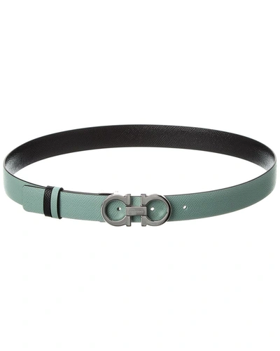 Shop Ferragamo Gancini Reversible & Adjustable Leather Belt In Green