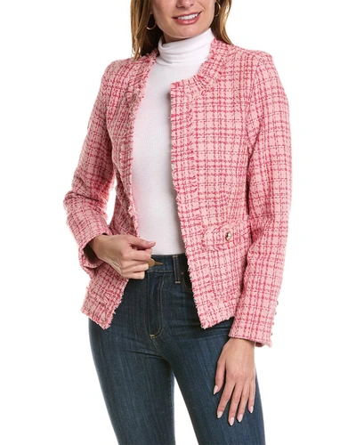 Shop Nanette Lepore Plaid Tweed Jacket In Pink