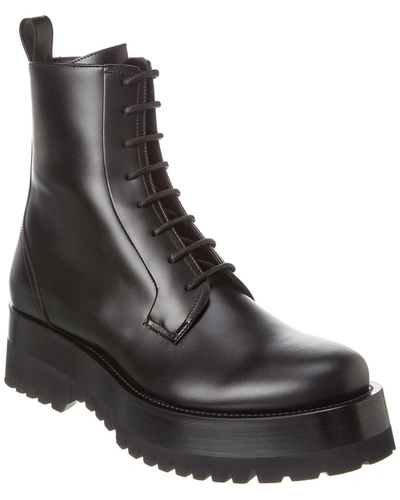 Shop Valentino Leather Boot In Black