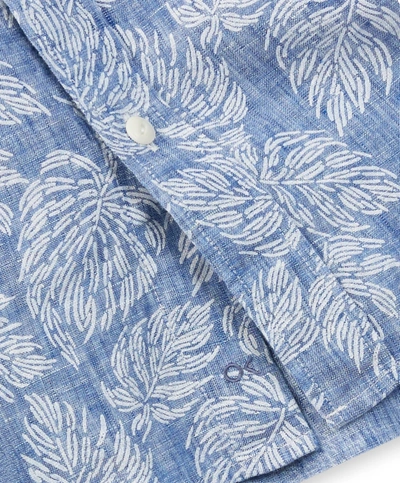 Shop Outerknown Atlantic Ss Linen Shirt In Linen Leaves In Multi