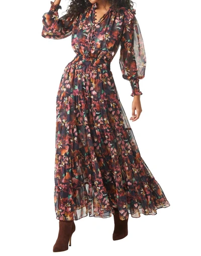 Shop Misa Anisah Dress In Libra Fleur Chiffon In Multi