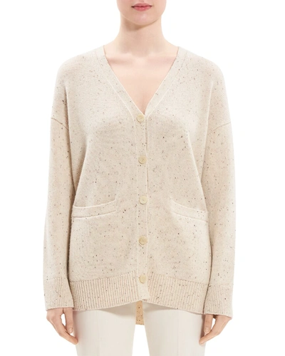 Shop Theory Boxy Wool-blend Cardigan In White