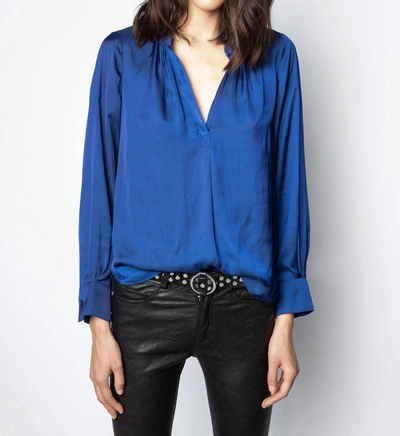 Shop Zadig & Voltaire Tink Satin Blouse In Blue