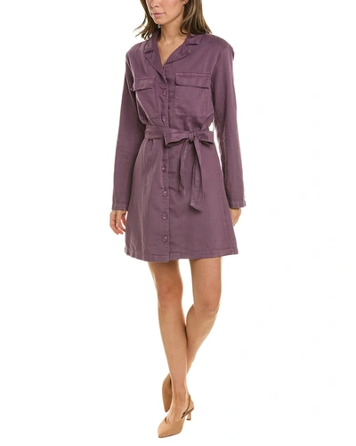 Shop Bella Dahl Belted Linen-blend Utility Dress In Purple
